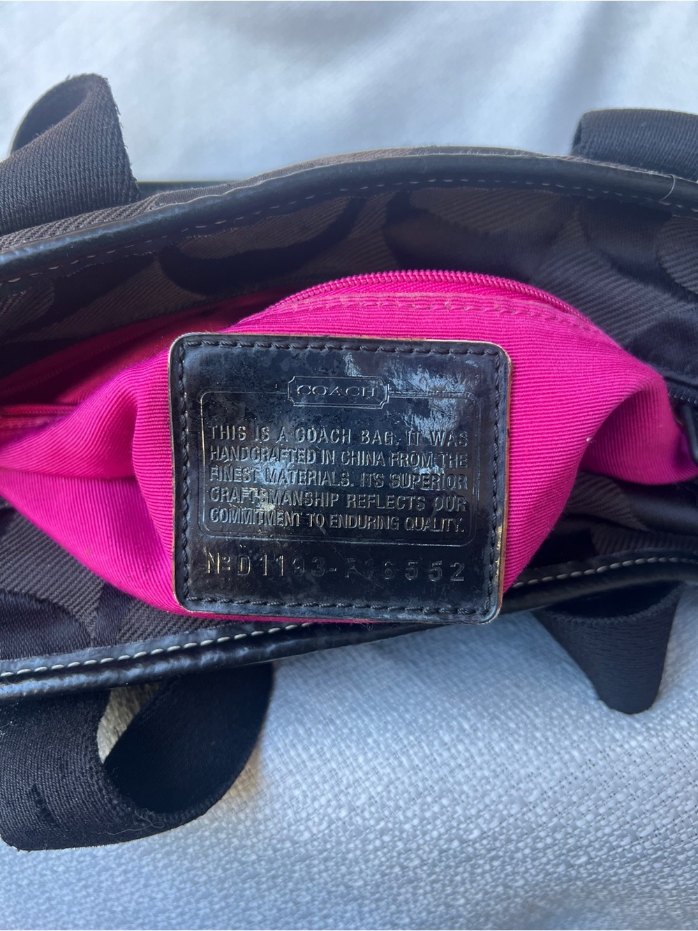 Coach Black Signature Tote with Purple Flower Charm - Picture 13 of 16